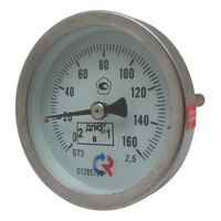 БТ-31.211(0-160C)G1/2.100.2,5 ТЕРМОМЕТР биметалл. 63 мм, ТИП - БТ-31 корпус - хромированная сталь, шток осевой 100х6мм -