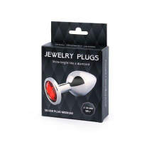 SILVER PLUG MEDIUM (втулка анальная), L 82 мм, D 34 мм, вес 90г, цвет кристалла красный