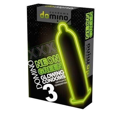 ПРЕЗЕРВАТИВЫ «DOMINO» NEON GREEN светящиеся 3штуки Domino