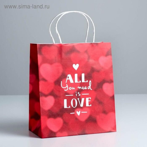 Пакет подарочный крафт «All you need is love»