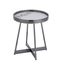 Журнальный столик Гера 50*50 см белая керамика Stool Group Гера 50х50 см сталь тёмный хром