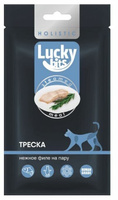 Lucky bits нежное филе трески, приготовленное на пару, лакомство для кошек 25 гр Lucky Bits