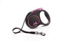 FLEXI Black Design S Cord 5m pink Рулетка-ремень для собак (до 15 кг) Лента 5 м