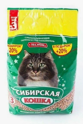 Сибирская кошка наполнитель гигиенический лесной 3л.