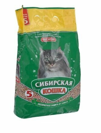 Сибирская кошка наполнитель гигиенический лесной 5 л.