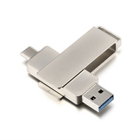 USB 3.0 Flash накопитель 64GB шт.USB (A)+шт.Type-C GoPower MODERN, металл серый