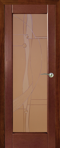 Дверь межкомнатная Рубикон со стеклом "Абстракция" шпон анегри тон-1