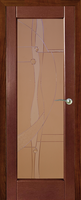 Дверь межкомнатная Рубикон со стеклом "Абстракция" шпон анегри тон-1