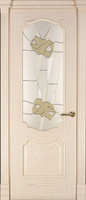 Дверь межкомнатная Анкона шпон ясень тон-26ДО со стеклом "Цветы"