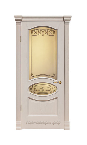 Дверь межкомнатная Алина-4 шпон ясень тон 6 ДО со стеклом "Мальта"