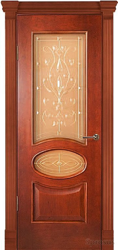 Дверь межкомнатная Алина-6 шпон вишня, остекленная