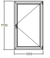 Окно пластиковое Veka WHS-72 1700х1000 одностворчатое