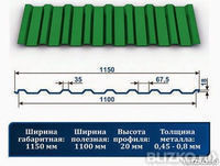 Профнастил С20 рал 6002 зеленый лист ХП