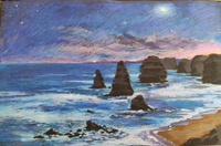 Картина Звездный берег, масляная пастель, 37х50 см