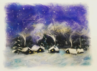 Картина Зимняя ночь, шерсть, 29х39 см