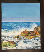 Картина Морской прибой, пастель, 36х26 см