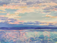 Картина Нежный закат, гуашь, бумага 30х42 см