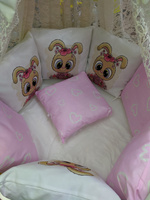 Комплект бортиков в кроватку принт цвет розовый-белый