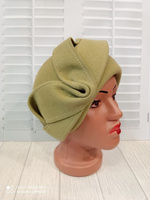 Шляпа женская велюровая, цвет оливковый