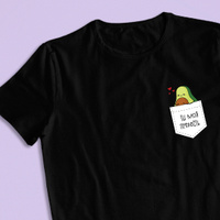 Футболка унисекс 'Lovely avocado' с вашей надписью (разные цвета) / Чёрный; (разные размеры) / 2XL