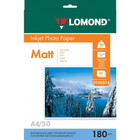 Фотобумага для цветной струйной печати Lomond односторонняя (матовая, А4, 180 г/кв.м, 50 листов, артикул производителя 0