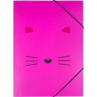 Папка на резинках №1 School Kitty А4 18 мм пластиковая до 200 листов розовая (толщина обложки 0.45 мм)