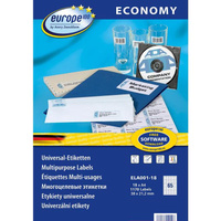 Этикетки самоклеящиеся Europe (ELA001-18) 38x21,2 мм 65 штук на листе белые (18 листов в упаковке)