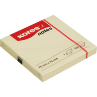 Стикеры Kores 75x75 мм пастельные желтые (1 блок на 100 листов)
