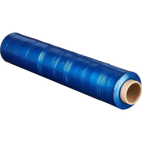 Стрейч-пленка для ручной упаковки синяя вторичное сырье вес 2 кг 20 мкм x 217 м x 500 мм