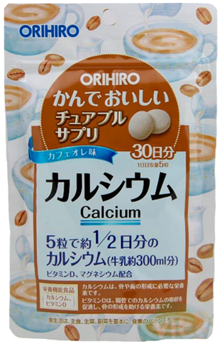 Кальций с витамином D со вкусом кофе, 150 таблеток, ORIHIRO