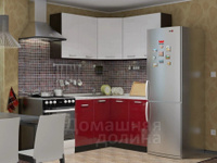 Кухня Валерия-М-53 - 1,3х1,2 метра Белый металлик - Гранатовый металлик