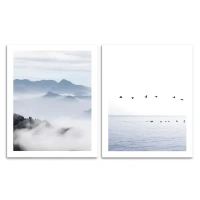 Постер Птицы в тумане 40x50 см 2 шт. Без бренда Картина без рамы Природный