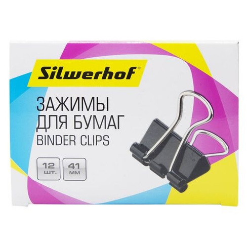 Зажимы Silwerhof 510017, сталь, 41мм, черный, 12 шт 12 шт./кор.