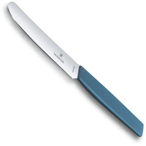 Нож кухонный Victorinox Swiss Modern, столовый, 110мм, заточка прямая, стальной, синий [6.9006.112]