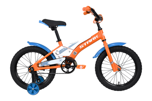 Детский велосипед Stark Tanuki 16 Boy оранжевый/синий/белый, 2023 STARK