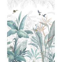 Фотообои Dekor Vinil Тропические листья с птицами