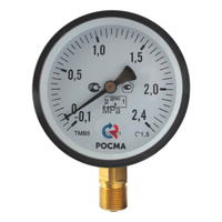 ТМВ-510Р.00(-0,1-2,4MPa)М20х1,5.150C.1,5 Мановакуумметр общетехнический показывающий диам. 100 мм; тип ТМВ; серия 10; кт