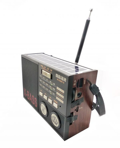 Радиоприемник Meier M-530BT-S с Bluetooth, USB, microSD, фонарем и солнечной батареей