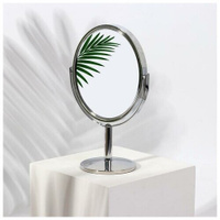 Зеркало на ножке, двустороннее, с увеличением, зеркальная поверхность 9 × 10,5 см, цвет серебристый No Name