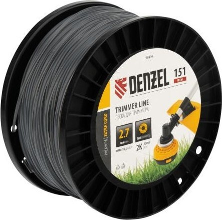 Леска триммерная Denzel EXTRA CORD двухкомпонентная круглая, 2,7 мм х 151 м. [96809] DENZEL