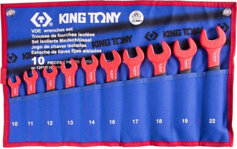 Набор рожковых диэлектрических ключей KING TONY 12FVE10MRN 10-22 мм, чехол из теторона, 10 предметов