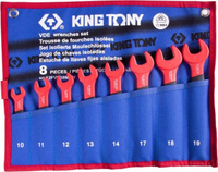 Набор рожковых диэлектрических ключей KING TONY 12FVE08MRN 10-19 мм, чехол из теторона, 8 предметов