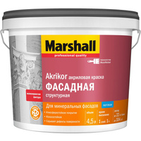 Краска фасадная структурная Marshall Akrikor акриловая Белая матовая - 4.5 л