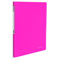 Папка с металлическим скоросшивателем и внутренним карманом BRAUBERG Neon 16 мм розовая до 100 листов 07 мм 2274