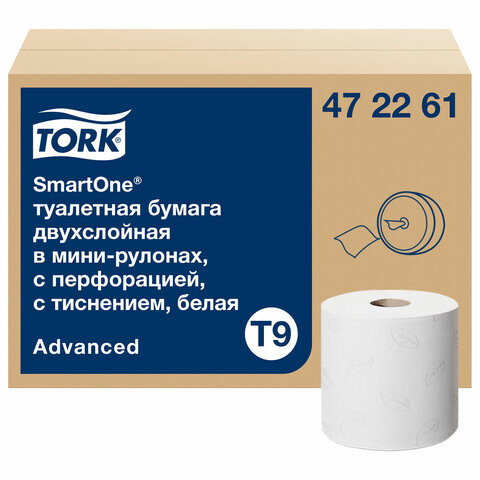 Бумага туалетная 130 м TORK Система T9 SmartOne Комплект 12 шт. Advanced 2-слойная белая 472261