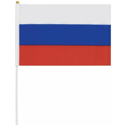Флаг России ручной 20х30 см, без герба, с флагштоком, BRAUBERG/STAFF, 550181, RU13 В комплекте: 2шт.