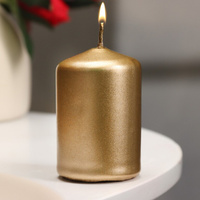Свеча - цилиндр, 4х6 см, 9 ч, золото Дарим Красиво