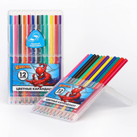 Цветные карандаши, 12 цветов, трехгранные, человек-паук MARVEL