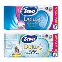 Бумага туалетная Zewa "Deluxe" 3-слойная, 8шт., тиснение, белая