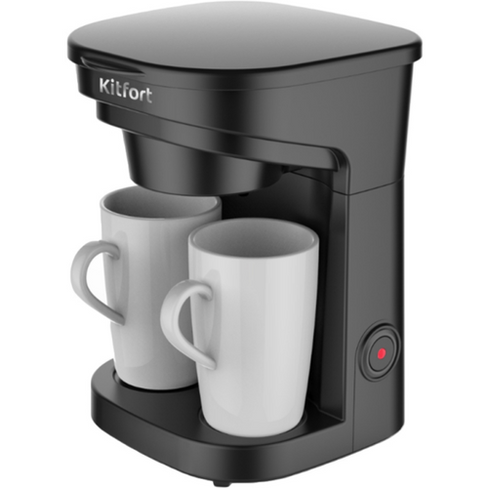 Капельная кофеварка Kitfort, автоотключение при неиспользовании, + 2 керамические кружки ёмкостью 150 мл